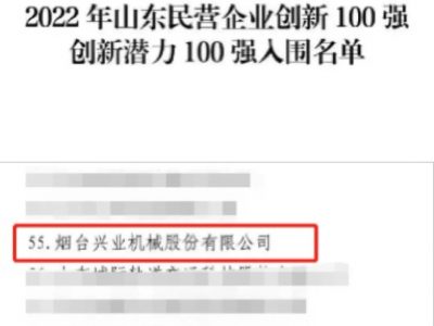 welcometo欢迎光临888集团机械入选“山东民营企业创新潜力100强”榜单